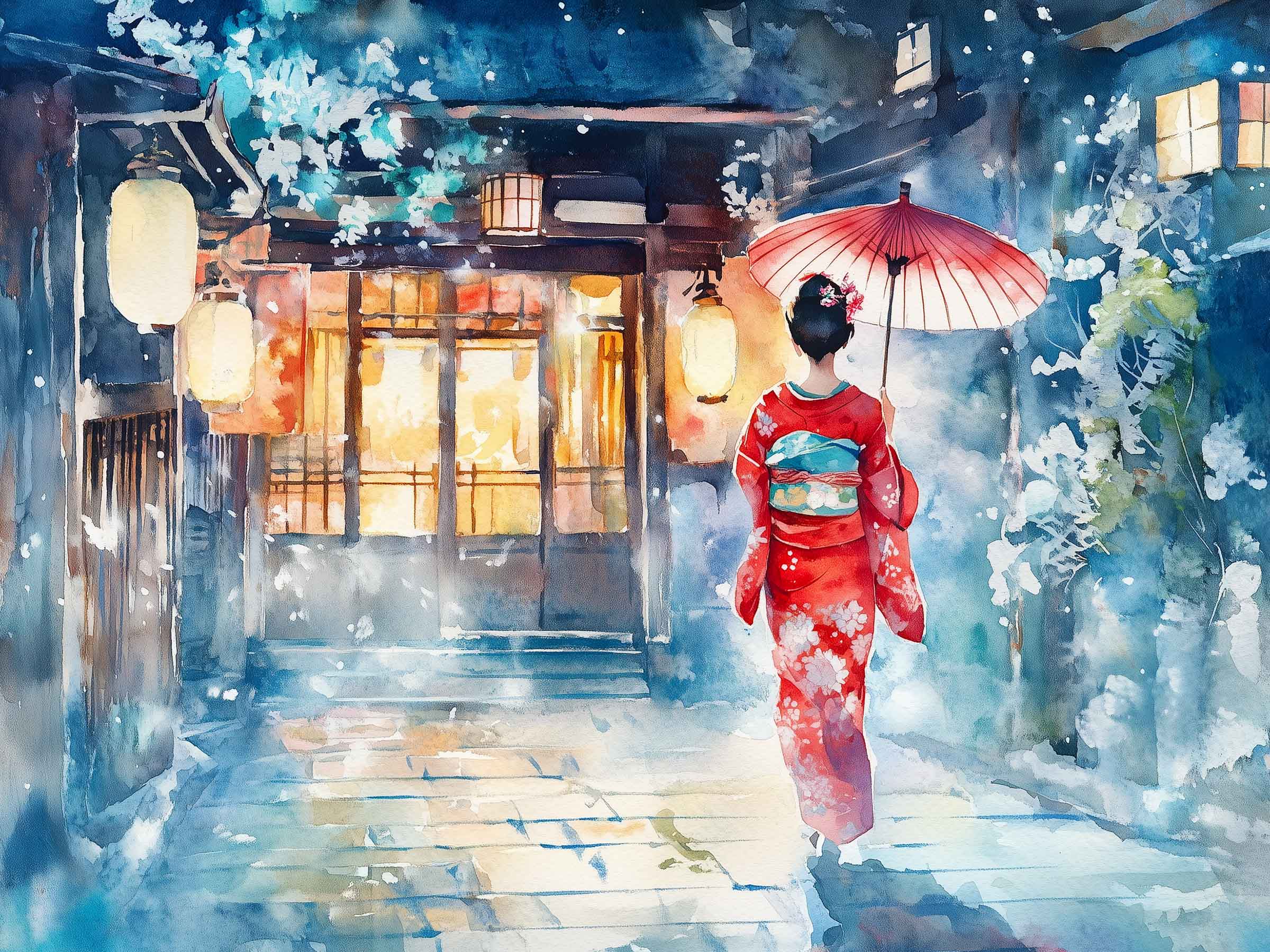 Geisha Walking Through the Streets of Kyoto